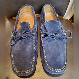 EUC Simone Mariotti Lace-up Blue Suede Driver Moccasins Men's Size US 8 (EU 41)